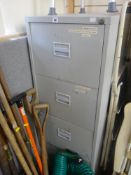 Grey metal four drawer filing cabinet (no key)