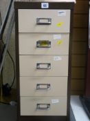 Compact five drawer filing cabinet