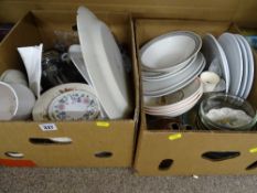 Three boxes containing large parcel of mixed porcelain, glassware, kitchenalia etc