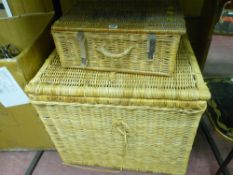 Good sized wicker basket and another similar picnic basket