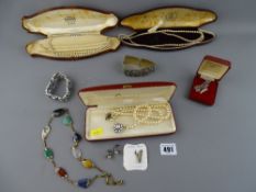 Quantity of costume jewellery including some silver and sets of simulated pearls etc