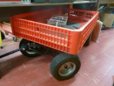 Handy garden plastic trolley with four wheels