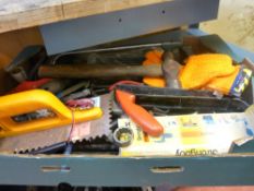 Box of tools and garage accessories