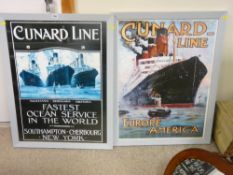 Two excellent framed posters for the Cunard Line