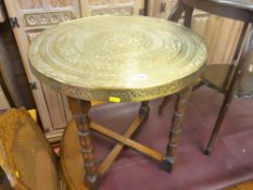 Benares brass tray table
