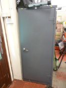 Metal single door fire retardant cupboard with interior shelves