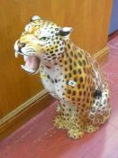 Floorstanding porcelain figure of a leopard approximately 3.5ft high