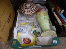 Small parcel of drinking glassware, Hampton vase, figurine, paperweight etc