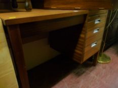 Mid Century three drawer desk and a standard lamp E/T
