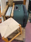 Director's chairs, luggage and stools