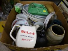 Box with large quantity of mixed porcelain including breweriana items
