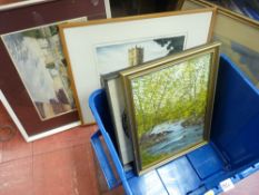 Quantity of watercolours, engravings and prints