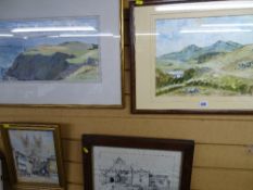 NORMAN WESTWOOD & J H HUGHES framed watercolour studies - open landscapes along with two further