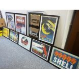 Parcel of vintage motoring prints including Shell, Rolls Royce, Monaco etc