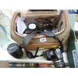 Canon Eos digital camera with charger and extra lenses in a bag etc