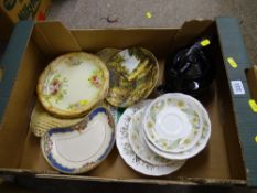 Box of mixed porcelain including a set of Staffs 'Imperial Windsor' plates, Staffs teaware etc