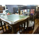 Glass topped nest of tables and a half moon hall table