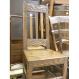 Antique carved oak hall chair