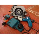 Black & Decker GD98 hammer drill, Black & Decker DN59 circular saw and a Black & Decker planer E/T