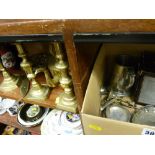 Box of mixed metalware and quantity of brassware