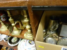 Box of mixed metalware and quantity of brassware