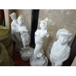 Parcel of four garden ornaments - two male, two female