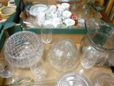 Box of mixed glassware and a box of drinking glassware and assorted porcelain