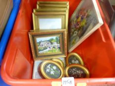 Crate of framed pictures and prints