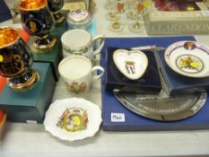 Collection of commemorative ware including porcelain by Aynsley, Royal Crown Derby, Prinknash and