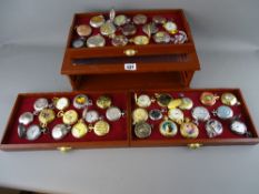 Three tray cased collection of vintage style pocket watches