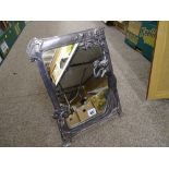 Art Nouveau style dressing mirror in white metal (unmarked)