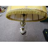 Brass Art Nouveau style table lamp and shade