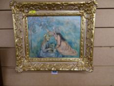 Impressionist style gilt framed print on canvas