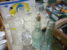 Large parcel of heavy glassware including good decanters and stoppers, etched vases etc