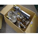 Box of electroplate, cutlery etc