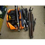 Quantity of modern telescopes, tripods etc and a bag of household items