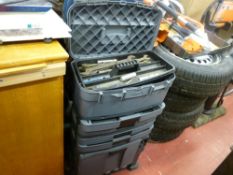 Grey Stanley portable stacking toolbox and contents