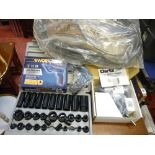 Parcel of air powered equipment comprising Clarke Air 32 pce impact socket set, air shears and