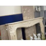 Faux marble effect fireplace surround with marble hearth and back panel