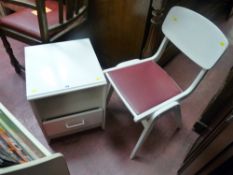 Small parcel of furniture comprising white painted bedside cabinet and white painted chair