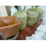 Parcel of ten circular garden stone planters and one square