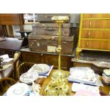Arts & Crafts style brass smoker's stand and a further quantity of decorative brassware