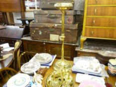 Arts & Crafts style brass smoker's stand and a further quantity of decorative brassware