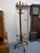 A THONET BENTWOOD COAT & HAT HALLSTAND, 203 cms high, 71 cms wide maximum, rare half style, stamped