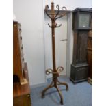 A THONET BENTWOOD COAT & HAT HALLSTAND, 203 cms high, 71 cms wide maximum, rare half style, stamped