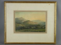 JOHN GLOVER watercolour - mountainous landscape with figures and two horses, signed and dated, 1796,