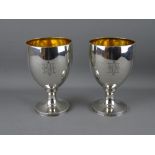 A PAIR OF GEORGE III SILVER WINE GOBLETS with gilt interiors, London 1803, 'W B' maker's mark,