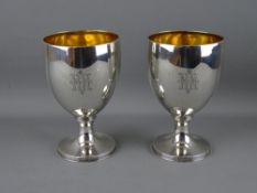 A PAIR OF GEORGE III SILVER WINE GOBLETS with gilt interiors, London 1803, 'W B' maker's mark,