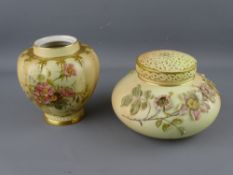 ROYAL & GRAINGERS WORCESTER POT POURRI VASES, numbered 1312 and 115 respectively, both floral
