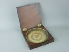 GEORGE ADAMS CIRCA 1770 MAHOGANY CASED COMPASS with circular paper and brass outer dial, the central